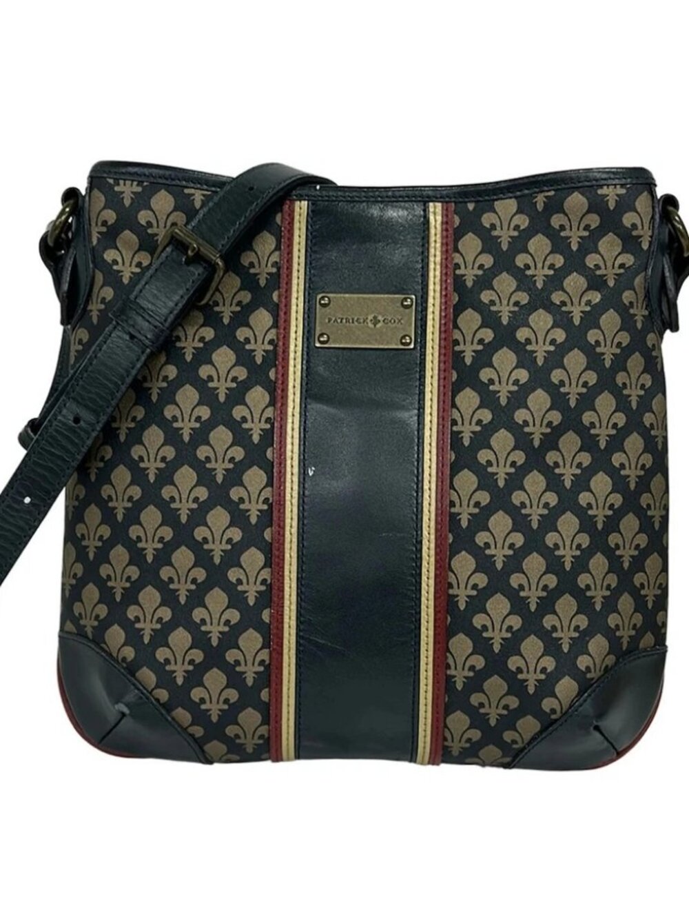PATRICK COX Navy Beige Multi PVC Leather Shoulder Bag